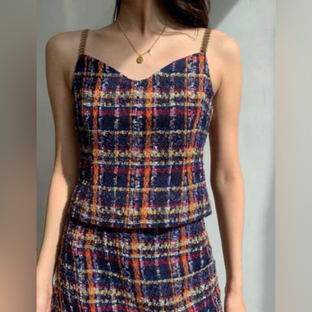 Lin Chao zhang, plaid tweed top, small